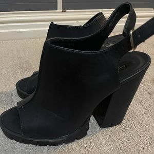 Chunky black heels